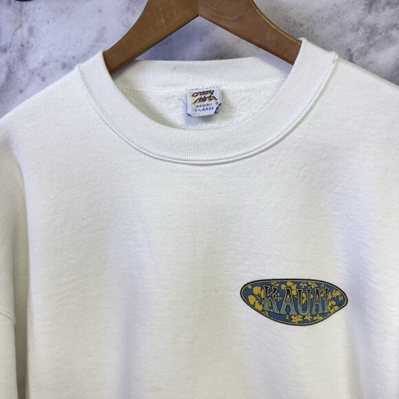 Vintage Crazy Shirts Kauai Crew Neck Sweatshirt Mens XL 26x27.5 White Hawaii - Picture 4 of 13